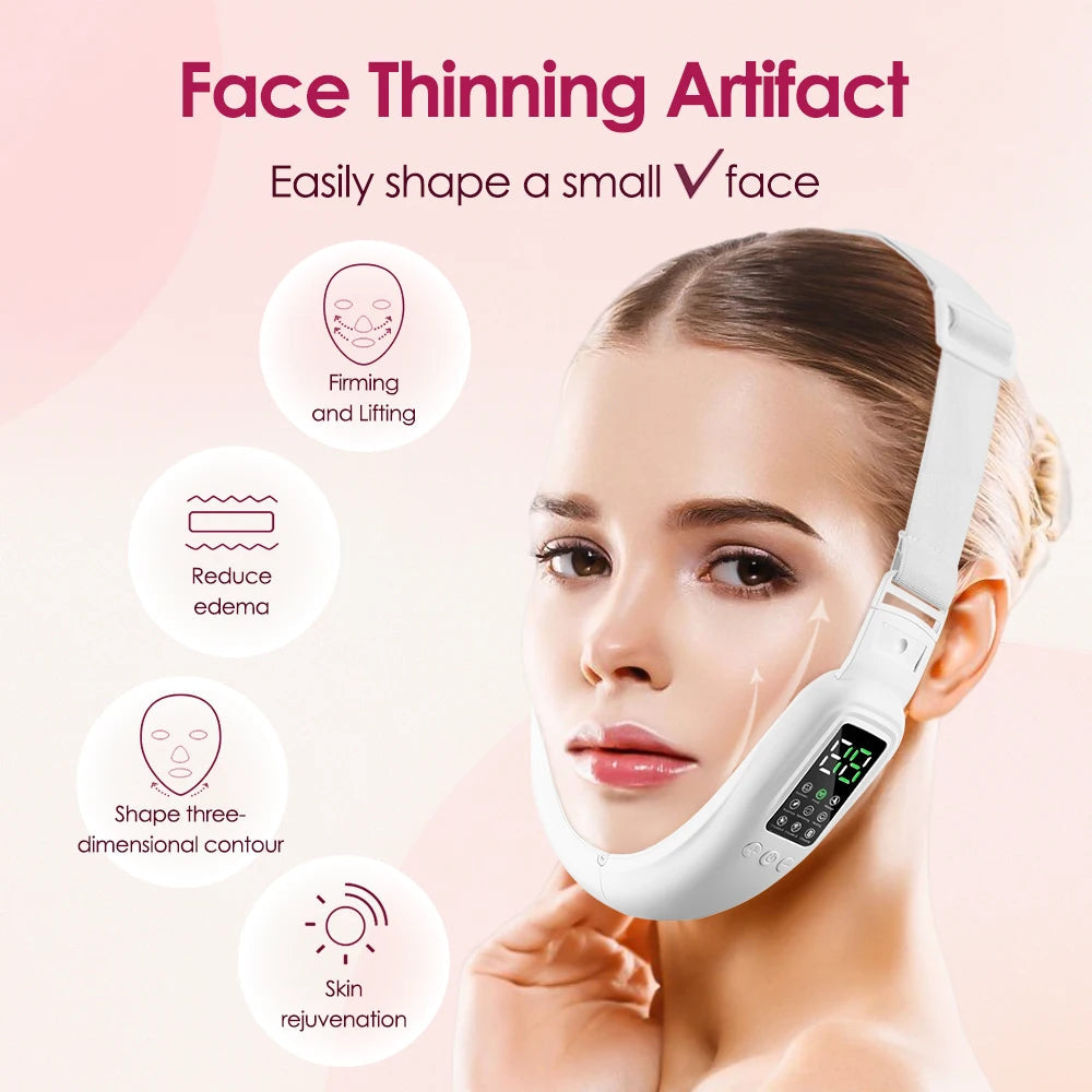 15 Gears EMS Face Lifting Machine Microcurrent Double Chin Remover Facial Massager Slimming Firming V-Face Lift Device