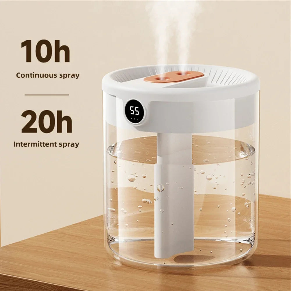 2000ML Home Air Humidifier USB Dual Spray Ultrasonic Cool Mist Aroma Essential Oil Diffuser Humidifier LED Lamp
