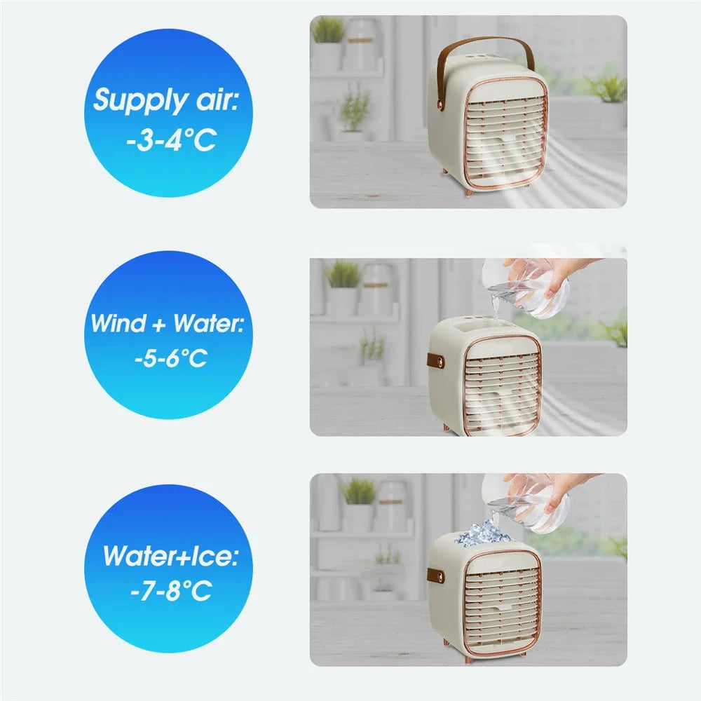 Portable Mini Air Conditioner USB Air Cooler Fan Water Cooling Fan Air Conditioning Mobile Air Conditioner For Home Office Cars