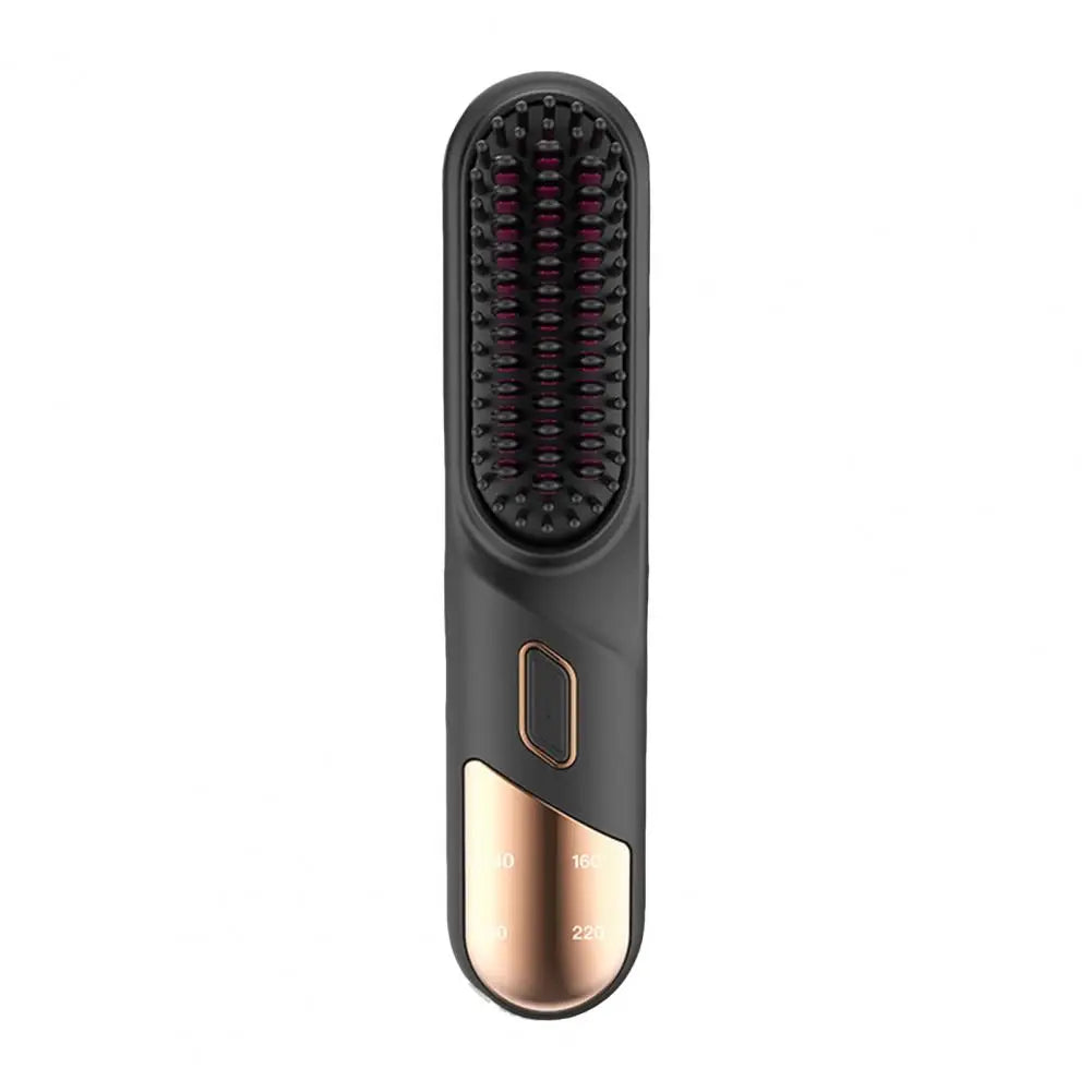 Hair Straightener Brush 4 Temperatures Fast Heating USB Rechargeable Negative Ions Brush Electric Fluffy Curly Hair Styling Comb