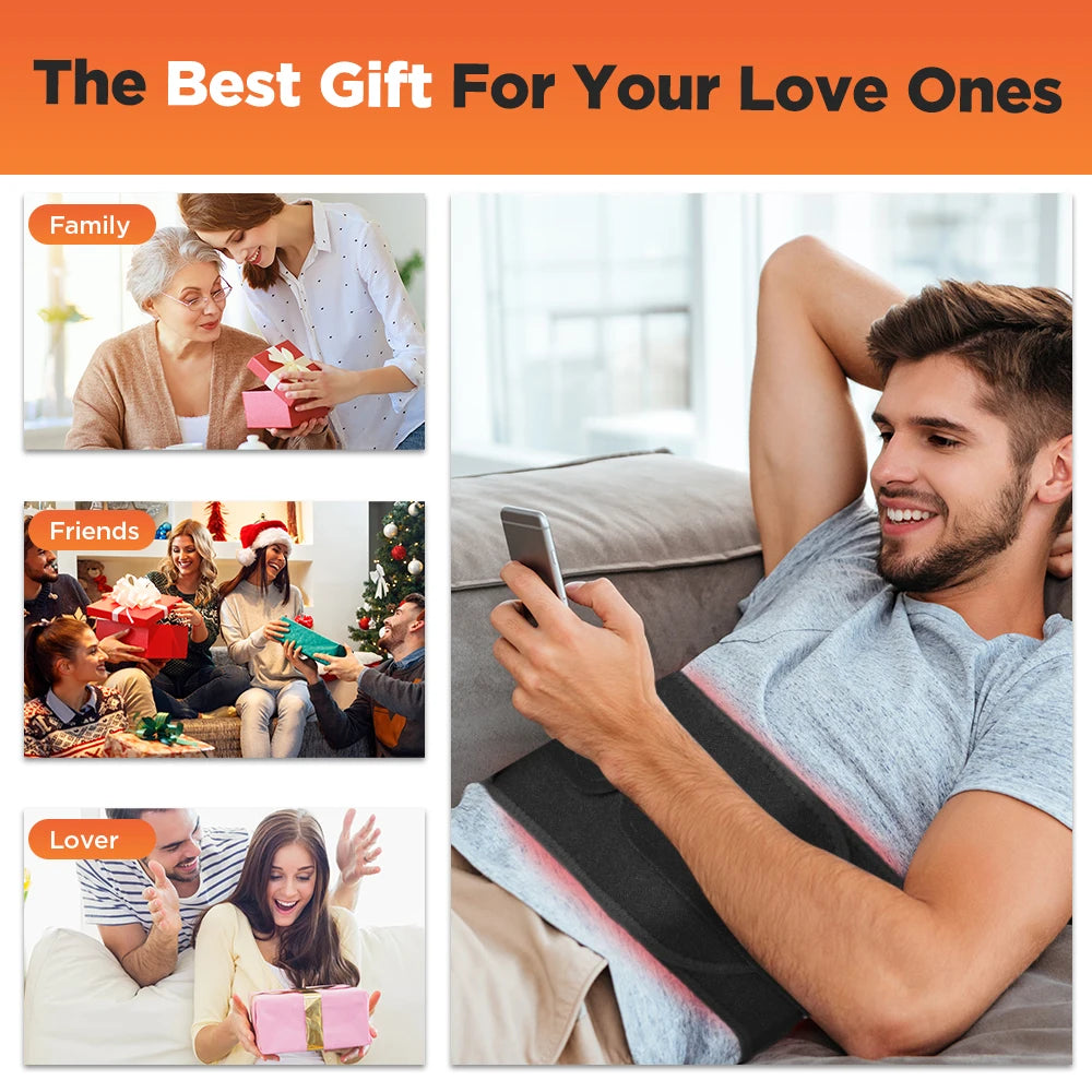 Electric Heating Waist Massager Vibration Hot Compress Lumbar Brace Belt Waist Massage Back Support Relax Set