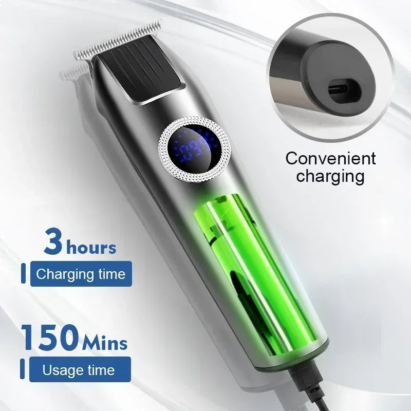 Hair Cutting Machine LCD Digital Display Oil Head Engraving Hair Clipper Hair Salon Home Men's Electric Clippers