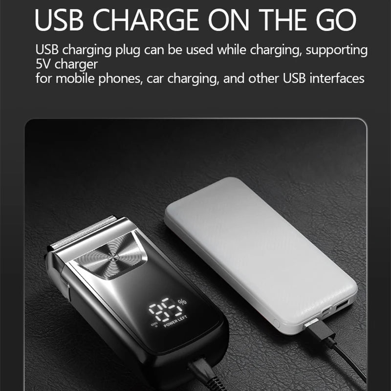 Professional Shaver Hair Cleaning Shave Shaper Foil Electric Shaving Machine Rotary Motor Electric Razor For Men Shaveable Head