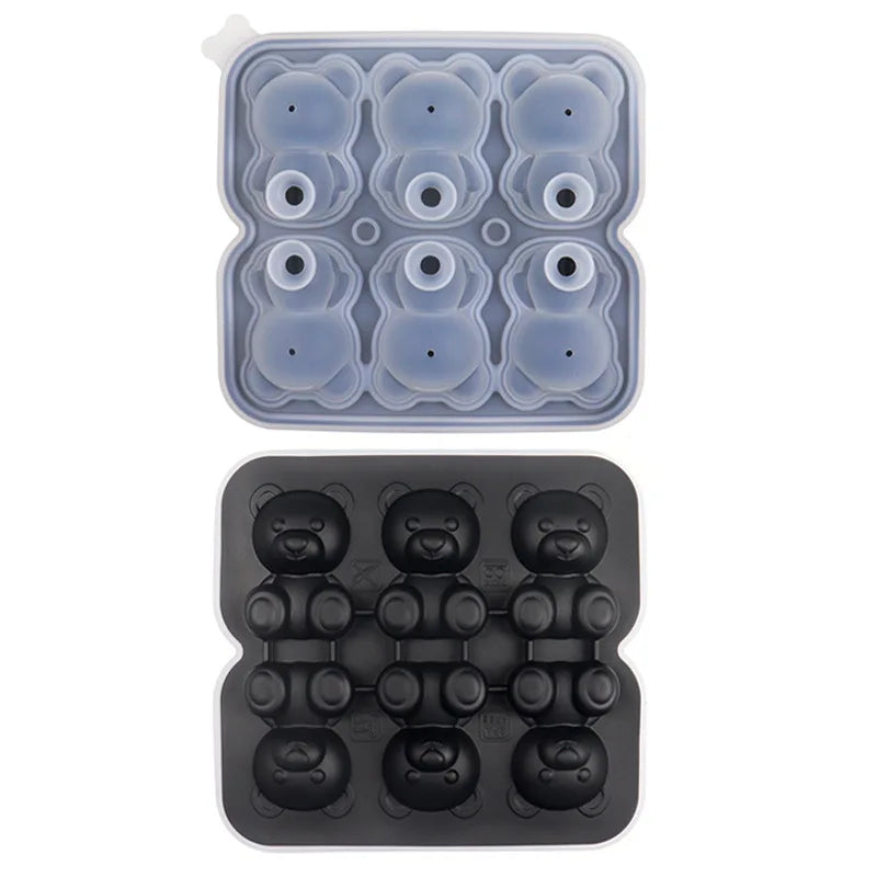 6 Grid Cute Teddy Bear Ice Cube Making Mold Splash-proof and Easy To Fall Off Cute Bear Ice Cube Tray