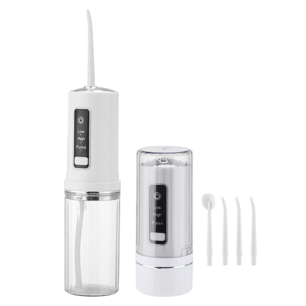Electric Oral Irrigator Foldable Dental Water Jet Flosser USB 3 Mode Portable Water Jet Floss Tooth Pick Waterproof 230ml 4 Tips