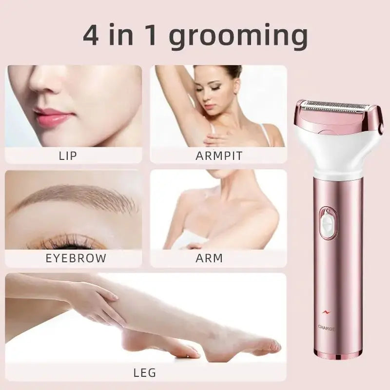4 in 1 Electric Razor for Women Shaver Lady Shaver Body Hair Trimmer for Armpit Bikini Arm Leg Face Mustache Portable Painless