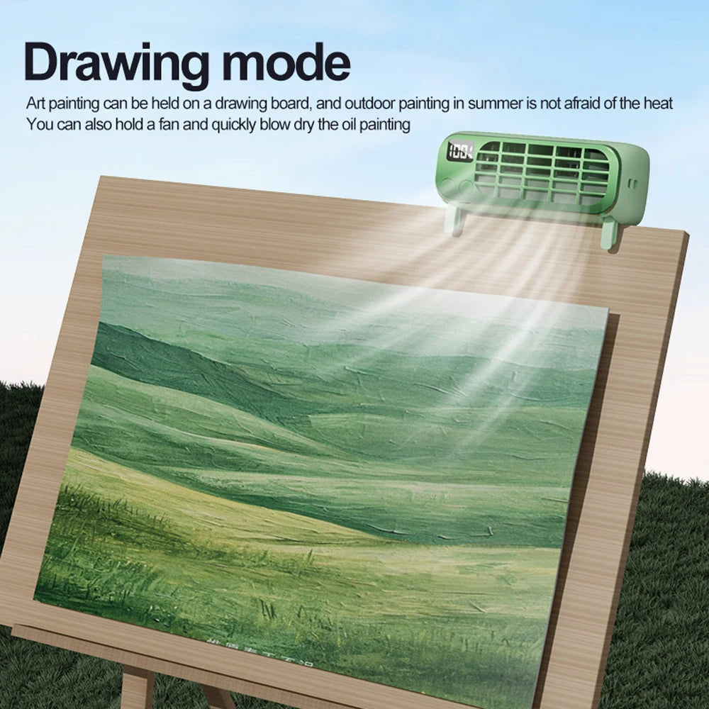 Portable Bladeless Fan Desktop Cooling Fan with Night Light 5 Wind Speeds 2 Light Modes for Home Office Outdoor Camping Travel