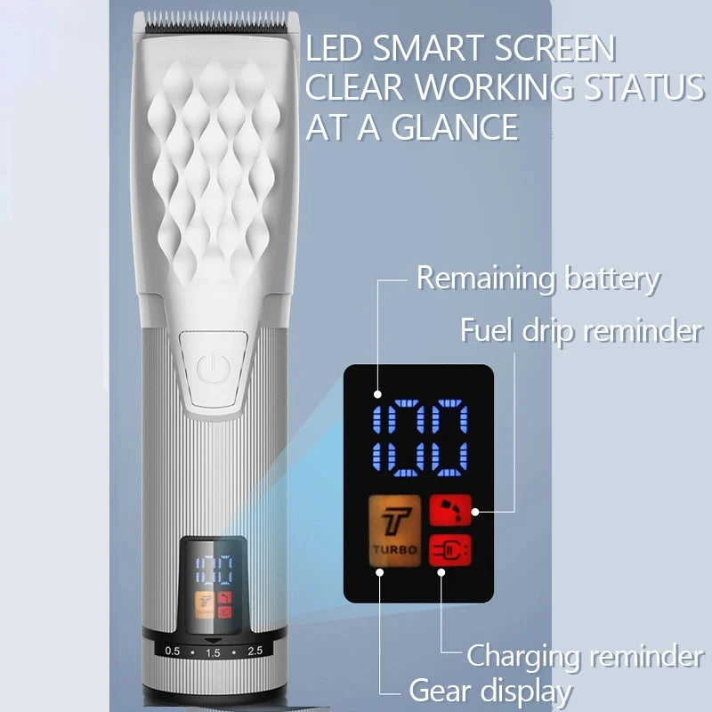 Cordless Professional Trimmer All Metal Body Low Noise Electric Clipper 2 in 1 Trimmer Hair Cutting Machine Rechargeable Men