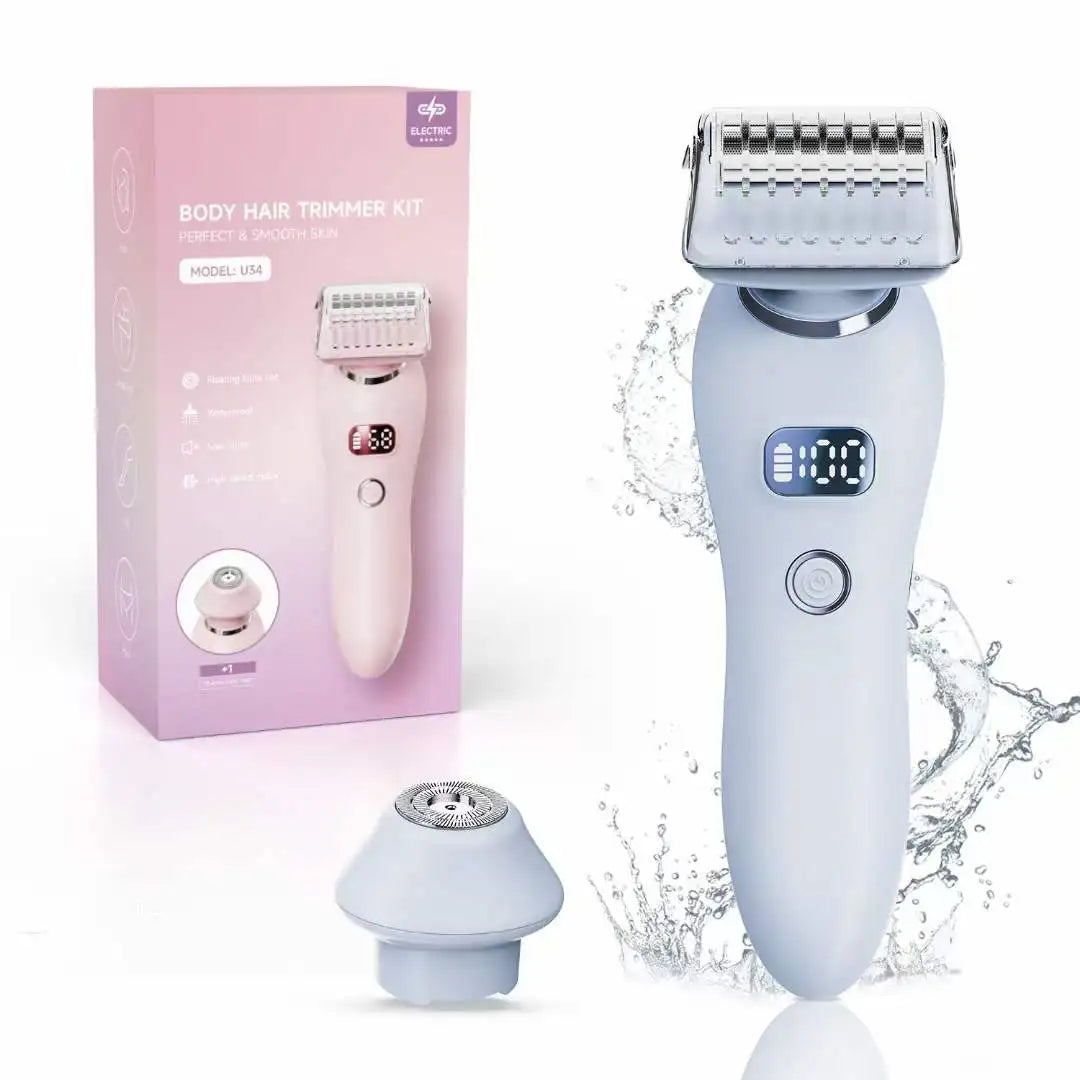 2-IN-1 Electric Shaver Razors for Women Legs Underarm Face Pubic Hairs,Wet Dry Use Rechargeable Bikini Trimmer Hair Removal