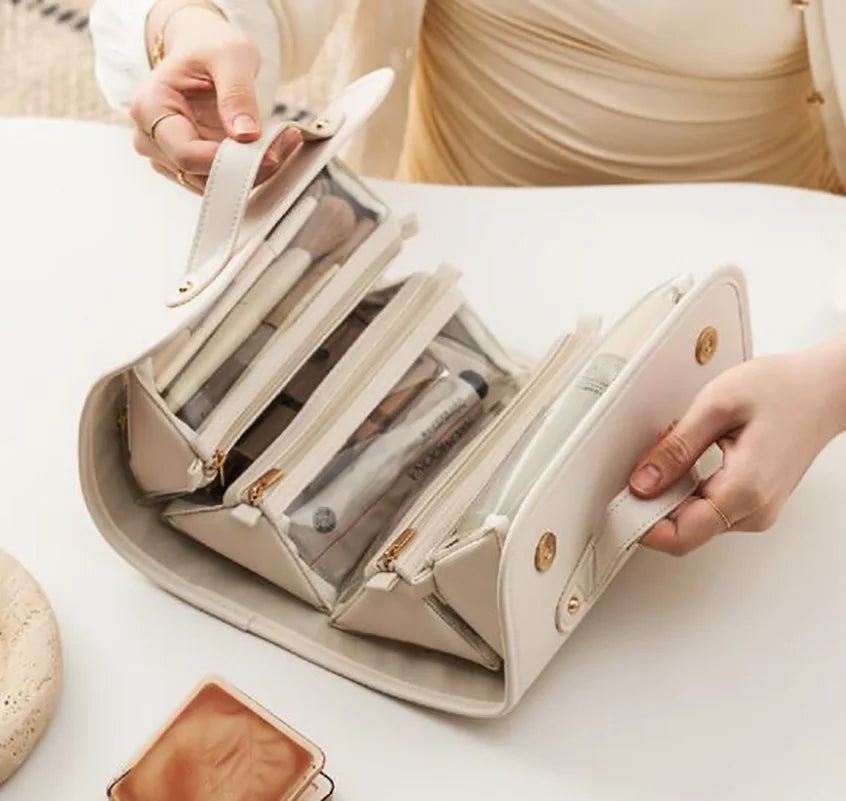 Detachable Cosmetic Bag Portable Large Capacity 4 in 1 Makeup Bags Portable Folding Travel Cosmetics Storage Toiletry Handbag