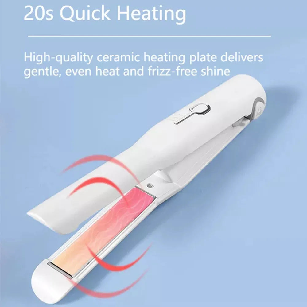 Flat Iron Mini 2 IN 1 Roller USB 2600mAh Cordless Hair Straightener Wireless Portable Curler Roller Dry and Wet Use Styling Tool