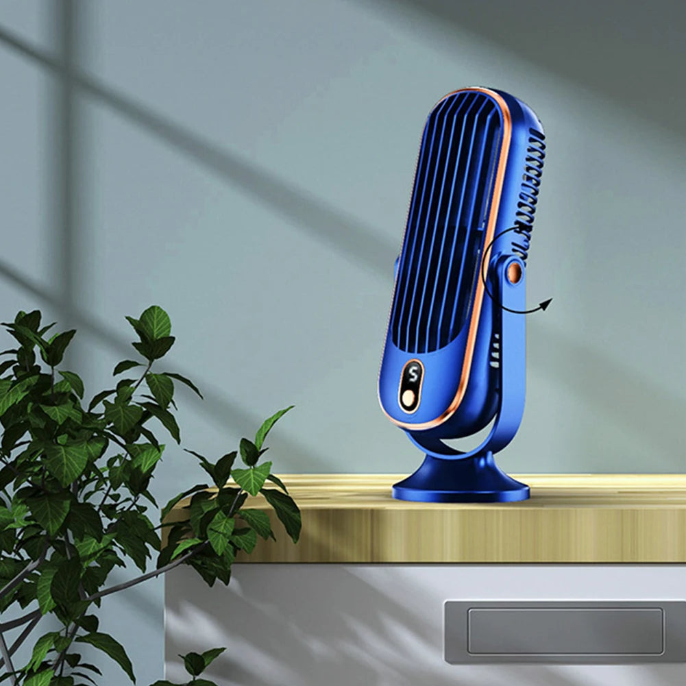 Air Cooling Fan USB Rechargeable 1800mAh Tower Table Fan 5 Speeds Refrigeration Air Conditioning Fan Brushless Motor LED Display