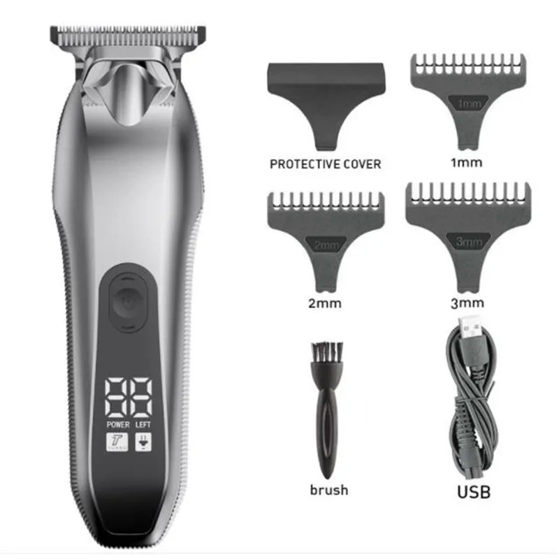 Electric Cordless Haircut Trimmer For Man Professional Hair Cutting Machine Barber Clipper T Blade 0.1mm Zero Cutter Shave Razor