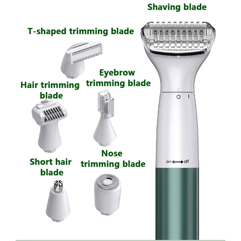 6in1 ladies Intimate Area Precision Shaver Bikini Line Sensitive Shaving Balls Eggs Pubic Hair Shaver Face Nose Beard Trimmer