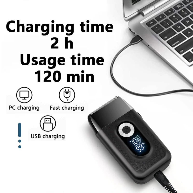 Professional Rechargeable Electric Shaver LCD Display Portable Cordless Men Reciprocating Razor Beard Trimmer