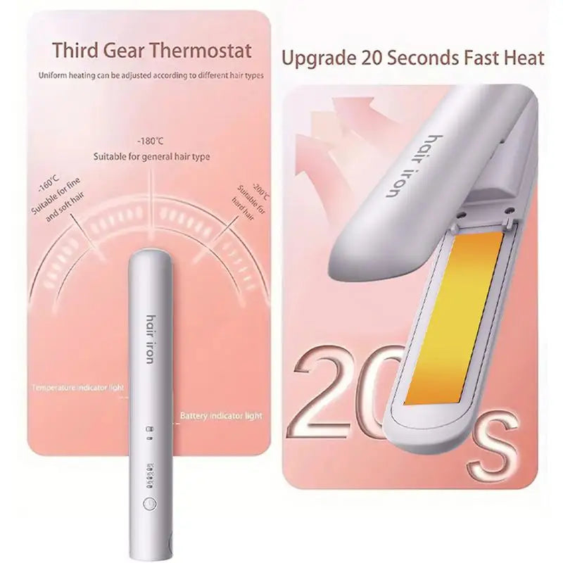 Mini Hair Straightener Flat Iron Ceramic Curling Short Hair Portable Dual-Use Curler Hair Styling Care Beauty Tools Accessories