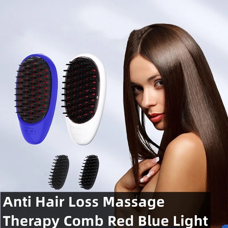 Home Use Electric Massage Comb Anti Hair Loss Vibration Massage Comb With Red Light Blue Light Laser Hair Growth Brush