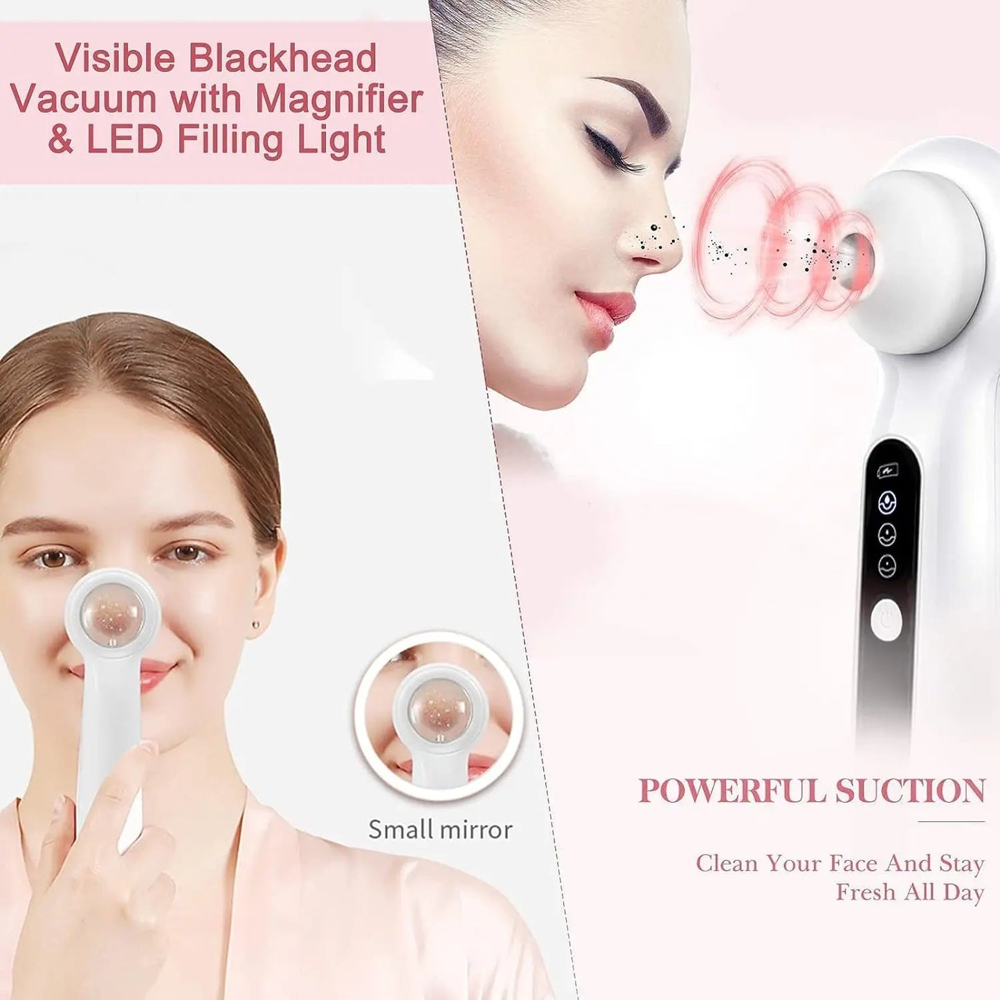 Visible Electric Blackhead Remover Vacuum Acne Cleaner With Magnifier Black Spots Removal Face Nose Deep Cleaning Tools