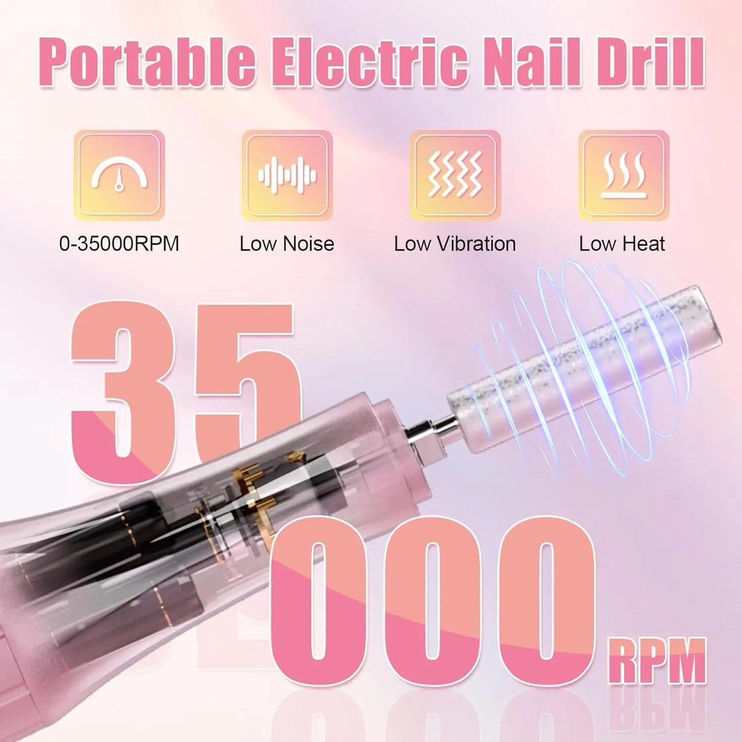35000RPM Electric Nail Drill Machine for Professional Nails Portable Acrylic Gel Polish Remover Manicure Pedicure Polishing Tool