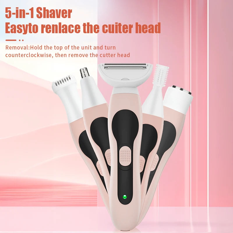 Multifunctional 4-in-1 Women's Shaving Set Electric Hair Removal Device Fine Carving Shaving Machine Nose Hair Device