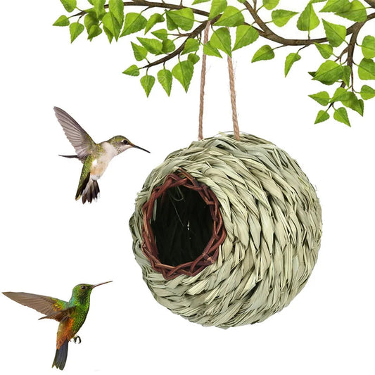Grass Weaved Bird Nest Spherical Creativity Handmade Suspension Type Bird Daily Necessities Gardening Decoration Bird House