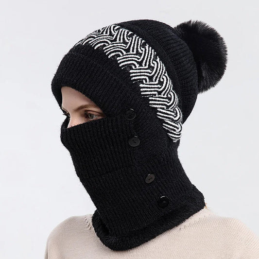 Beanies For Women Winter Knitted Hats Thick Warm Beanie Skullies Hat Female Gradient Bonnet Beanie Caps Outdoor Riding Set