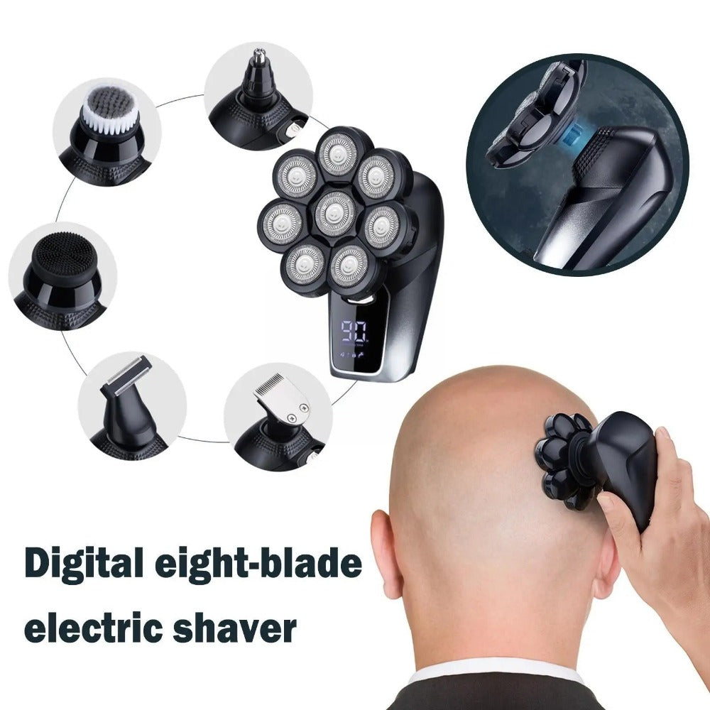 8D Face Head Electric Shavers For Bald Men Electric Bald Head Shaver With Nose Hair Trimmer Upgrade Waterproof Rotary Shave