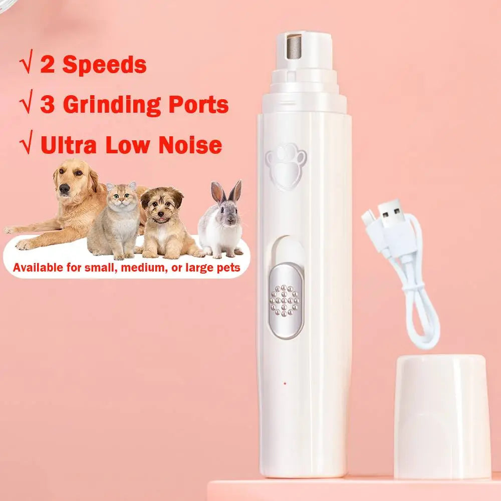 Dog Nail Drill 2-Speed Electric Rechargeable Pet Nail Trimmer Painless Paws Grooming Smoothing for Small Medium Large Dogs Cat