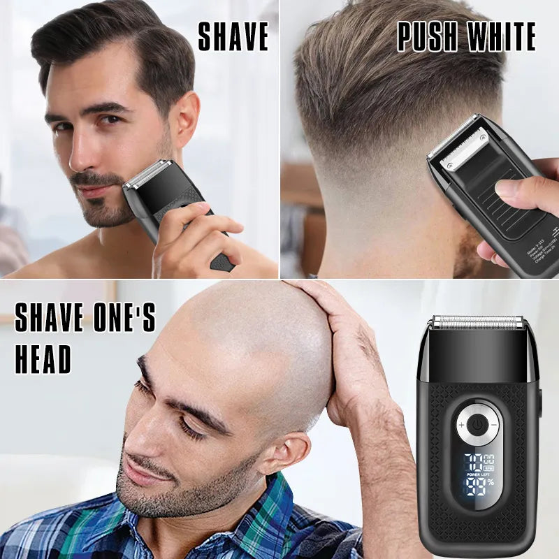 LCD Electric Mini Beard Shavers for Men's Face Cleaning and Straight Razor Bald Head Hair Trimmers Repair Sideburns Pocket Razor