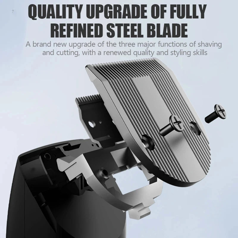 Cordless Professional Trimmer All Metal Body Low Noise Electric Clipper 2 in 1 Trimmer Hair Cutting Machine Rechargeable Men
