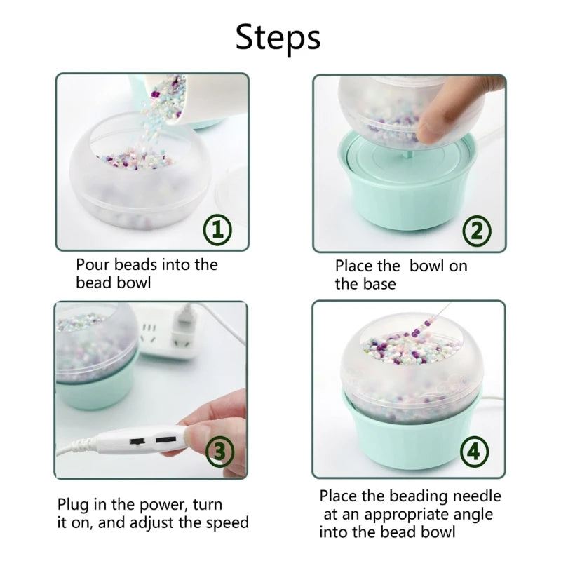 High Speed USB Bead Stringer Reverse Function Electric Bead Spinner for Crafts