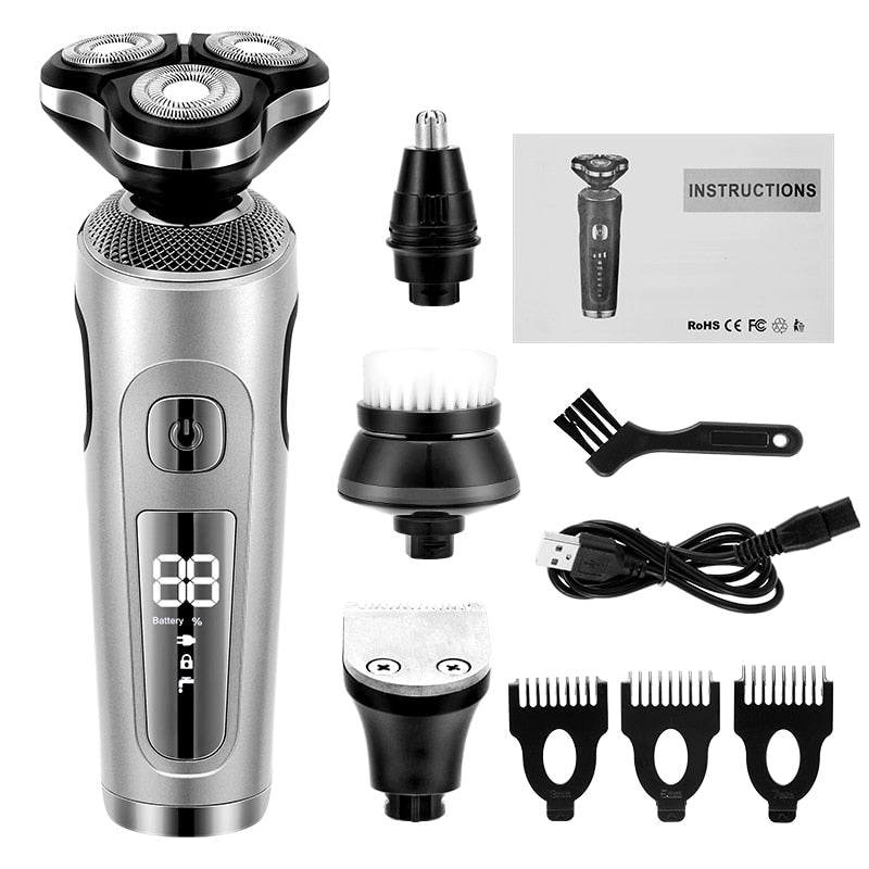 Multi-function Electric Shaver Electric Razor USB Rechargeable Shaving Machine for Men 3 Blades Portable Beard Trimmer Clipper