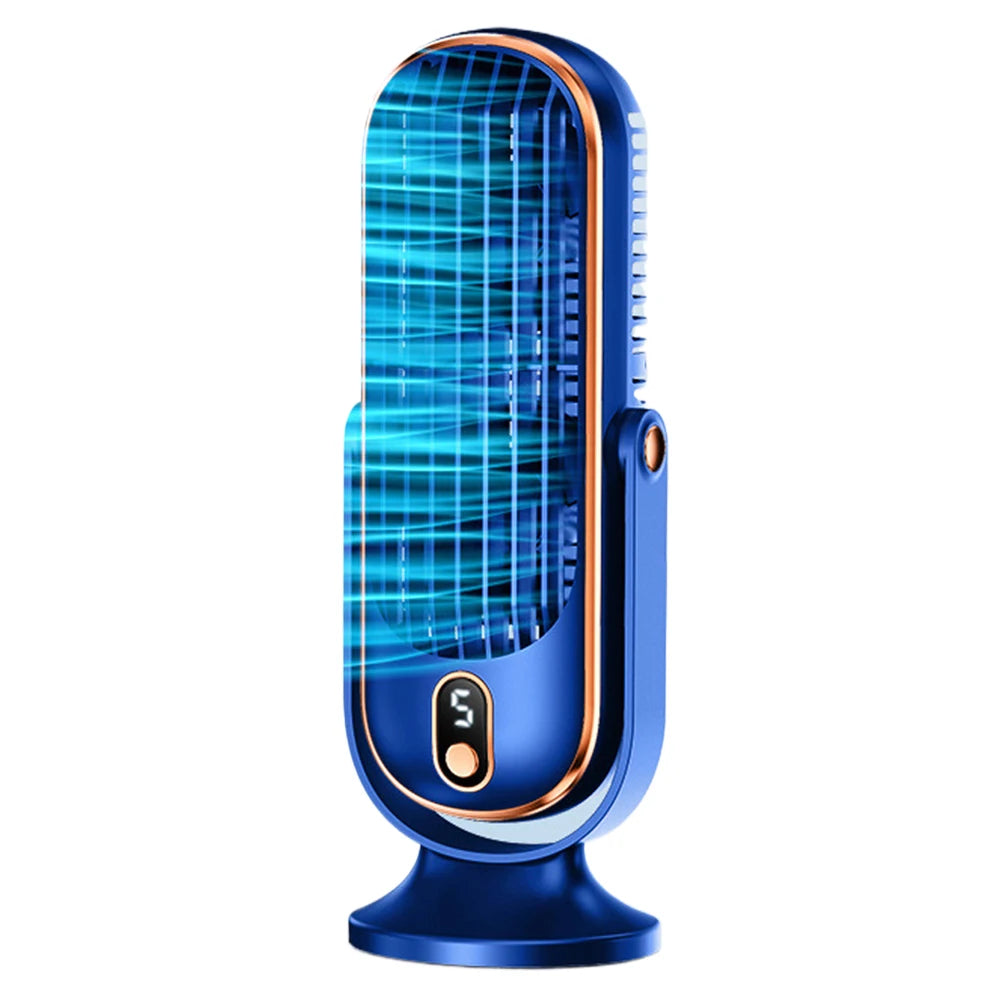 Air Cooling Fan USB Rechargeable 1800mAh Tower Table Fan 5 Speeds Refrigeration Air Conditioning Fan Brushless Motor LED Display