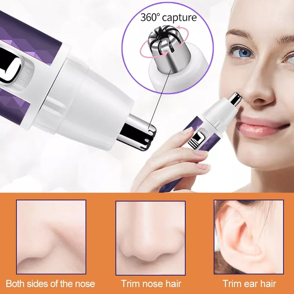 5 IN 1 Electric Hair Removal Epilator Wet&Dry Lady Shaver Nose Hair Trimmer Eyebrow Shaper Leg Armpit Bikini Trimmer Women Razor