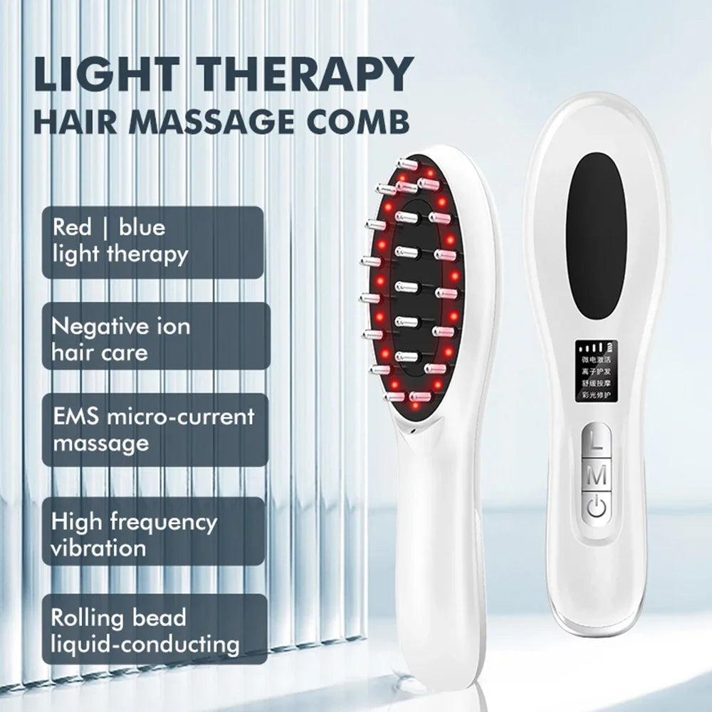 Electric Wireless Infrared Massage Comb Hair Growth Micro-current Vibration Head Massage Scalp Brush Anti Hair Loss Care