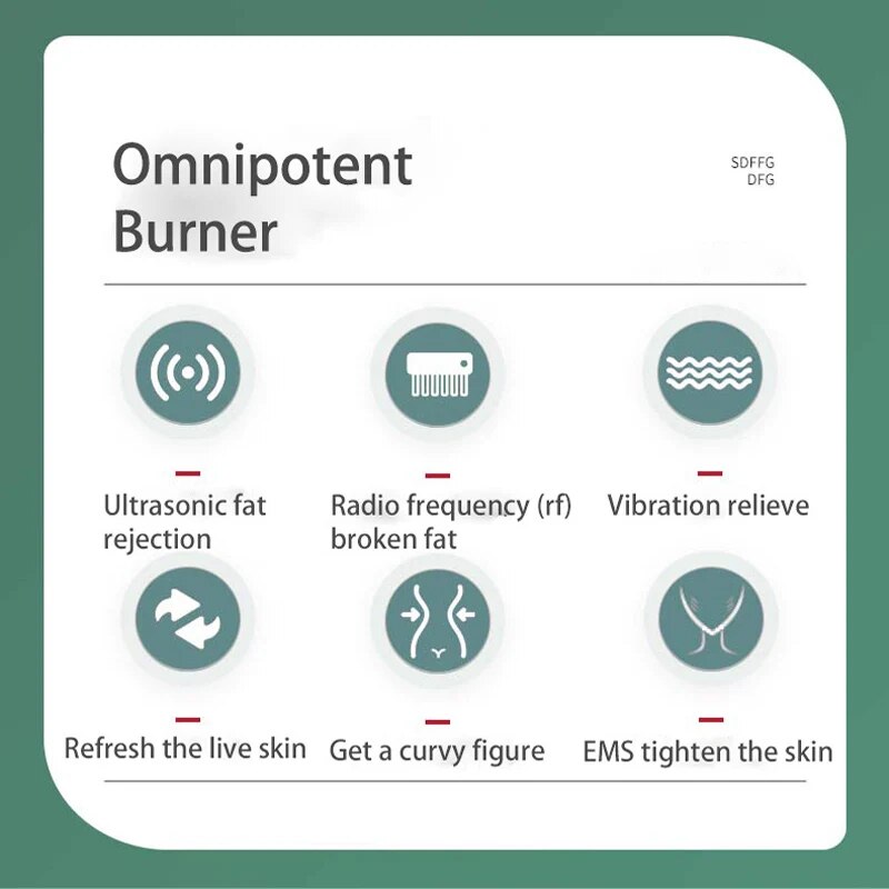 7 in 1 Cavitation Ultrasonic Machine Radio Frequency Vibration Slimming Fat Burner EMS Microcurrent Anti Cellulite Body Massage