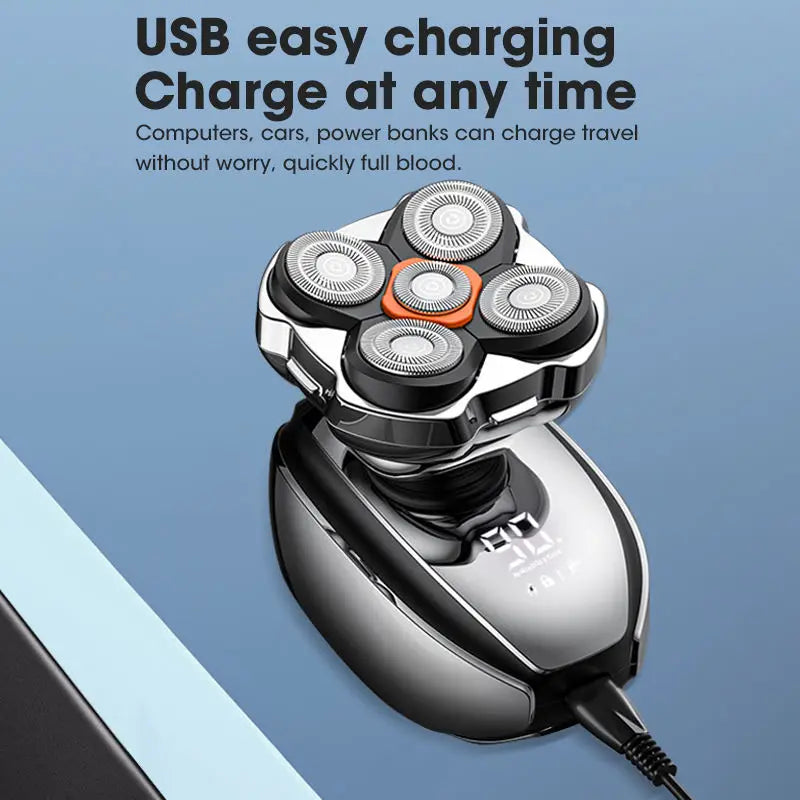 Head Shavers for Bald Men Shaver, 5 in 1 Electric Razor with Rechargeable Hair Clippers Nose Hair Trimmer Portable Travel Razor