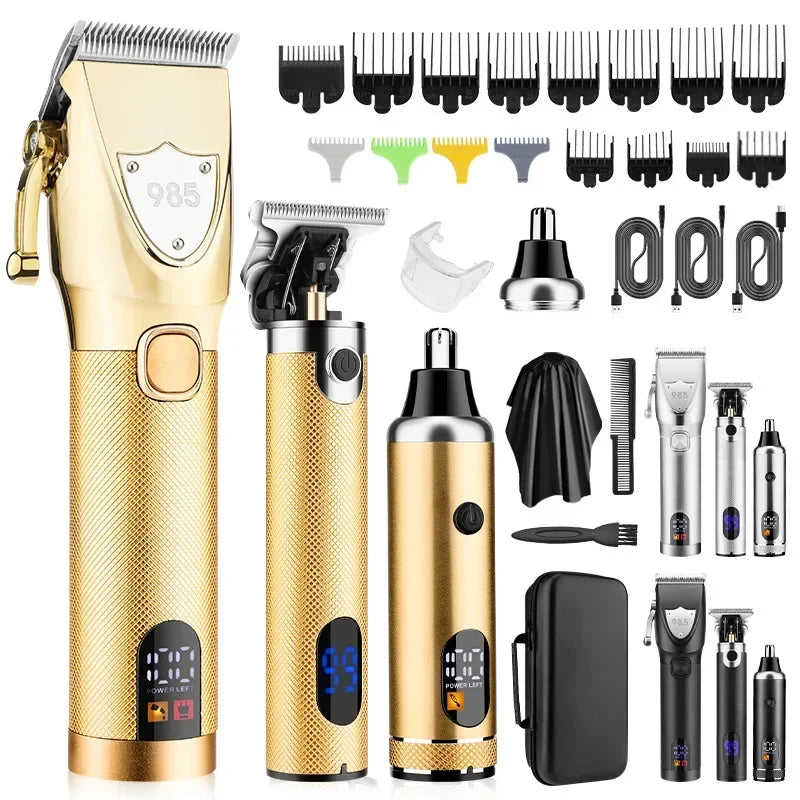 Hair Clippers Ears Nose Hair Trimmer Set With Bag Hair Cutting Machine Men's Grooming Tools