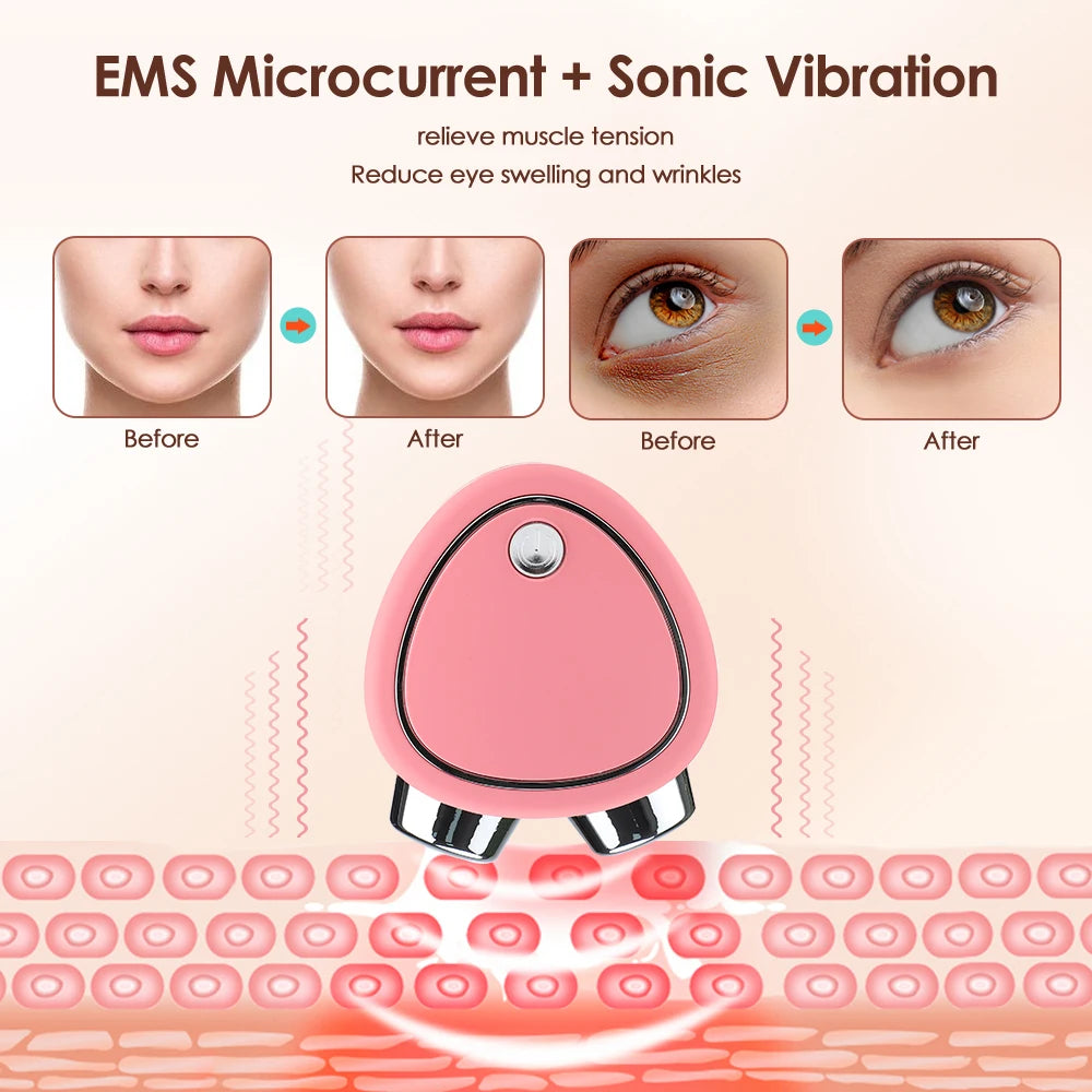 EMS Micro Current Beauty Instrument Mini Portable Face Slimming Sonic Vibration Massager Lifting Firming Skin Diminish Fine Line