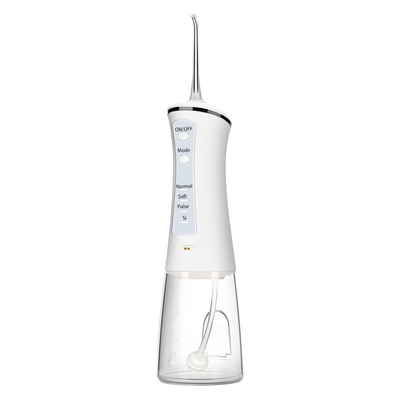Electric Oral Dental Irrigator Portable Water Jet Flosser USB 4 Modes Teeth Cleaning Tooth Pick Floss IPX7 300ML + 4 Tips