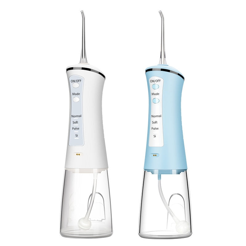 Electric Oral Dental Irrigator Portable Water Jet Flosser USB 4 Modes Teeth Cleaning Tooth Pick Floss IPX7 300ML + 4 Tips