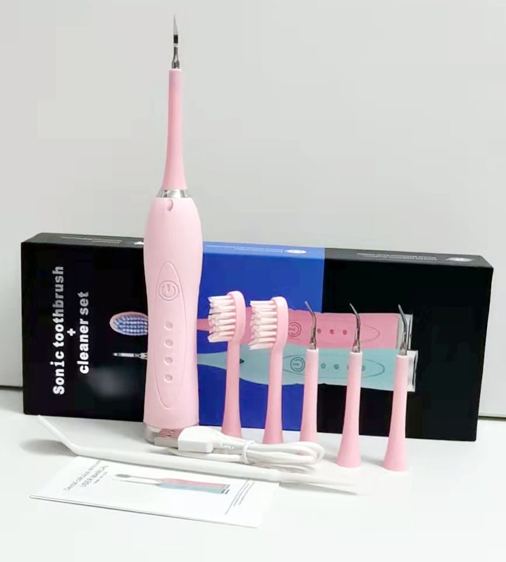 7 in1 Electric Teeth Cleaner Sonic Toothbrush USB Portable Dental Scaler Calculus Tartar Remover Tips Waterproof Household