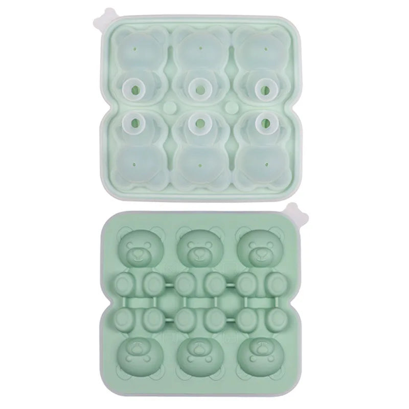 6 Grid Cute Teddy Bear Ice Cube Making Mold Splash-proof and Easy To Fall Off Cute Bear Ice Cube Tray