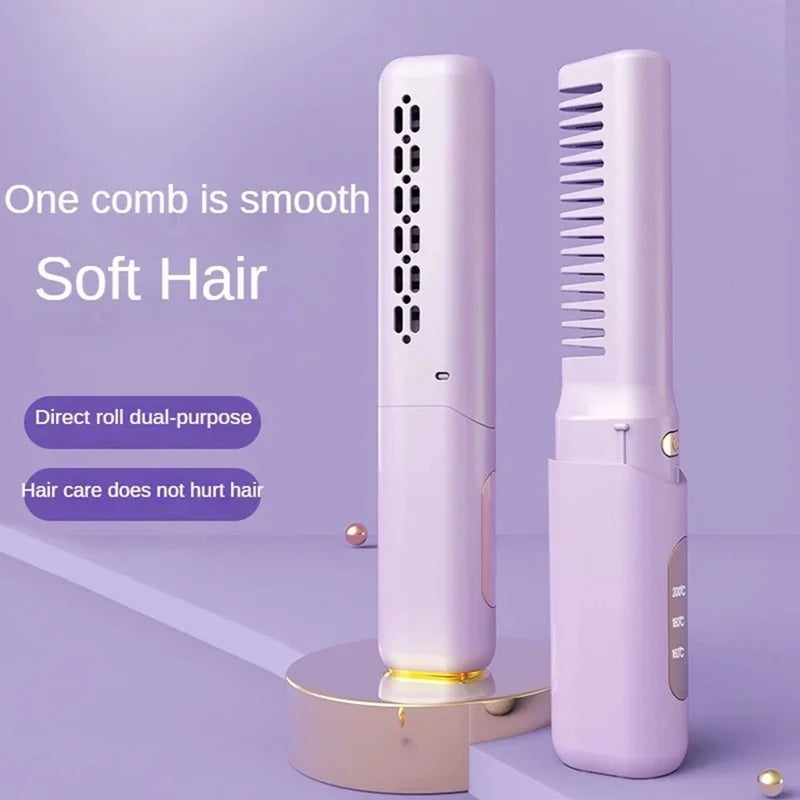 Mini Hair Straightener Professional Quick Heated Electric Hot Comb Multifunctional Straightener