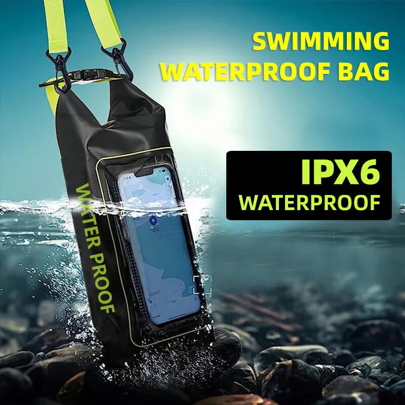 2L Swimming Dry Bag Touch Screen Outdoor Waterproof Shoulder Kayak Trekking Beach Drifting PVC Pack Rafting Surfing Boating Bag