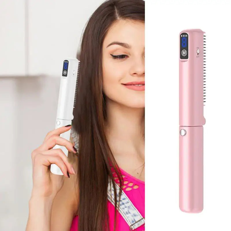 Hair Brush Straightener Rechargeable Hair Straightener Comb Portable Hair Straightener LCD Display Hair Iron Straightener Hair