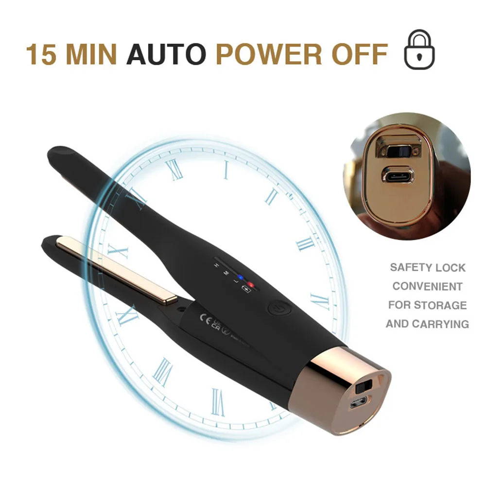 5000mAh Cordless Flat Iron Floating Plate USB Mini 2 IN 1 Hair Straightener with Charging Portable Wireless Curler Styling Tools