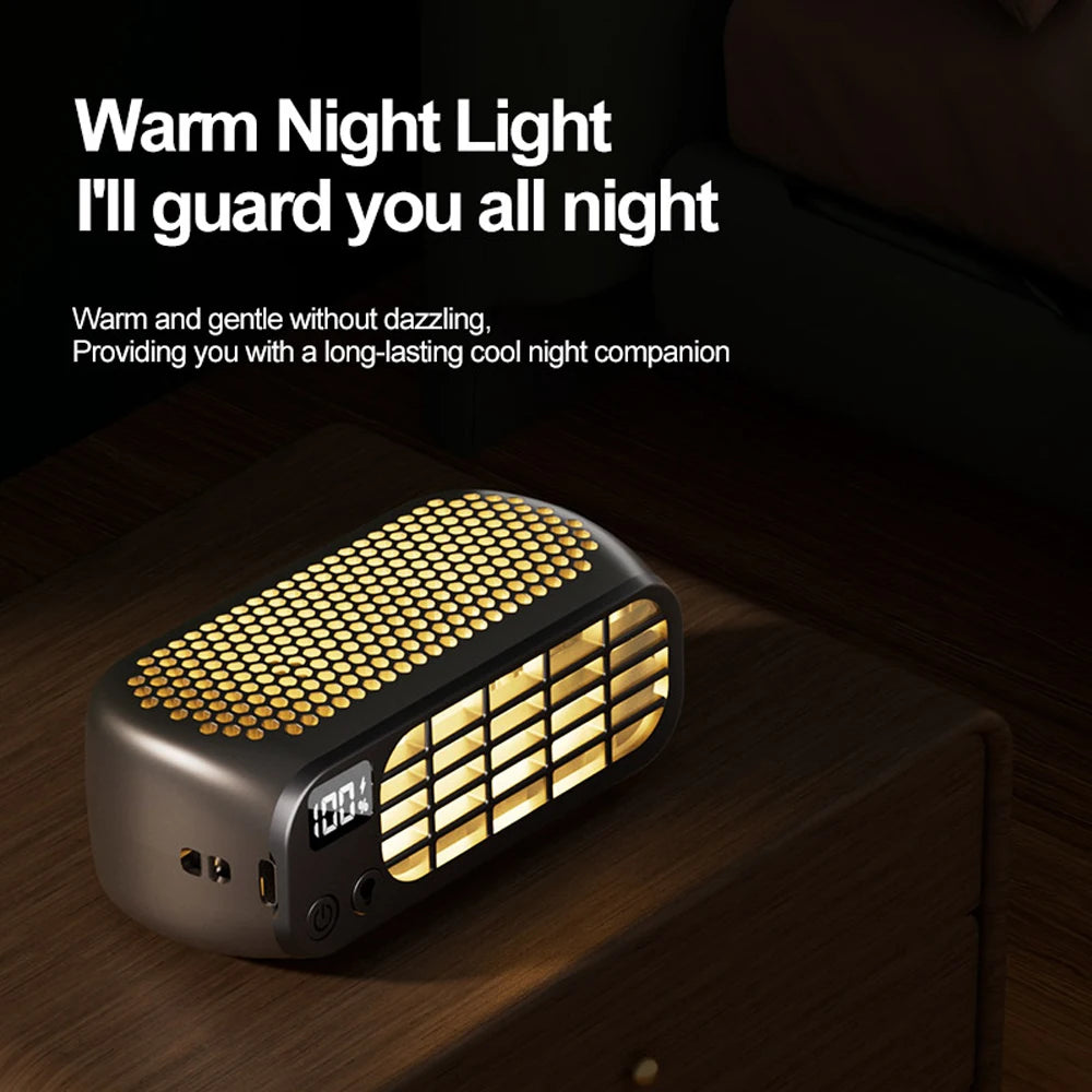 Portable Bladeless Fan Desktop Cooling Fan with Night Light 5 Wind Speeds 2 Light Modes for Home Office Outdoor Camping Travel