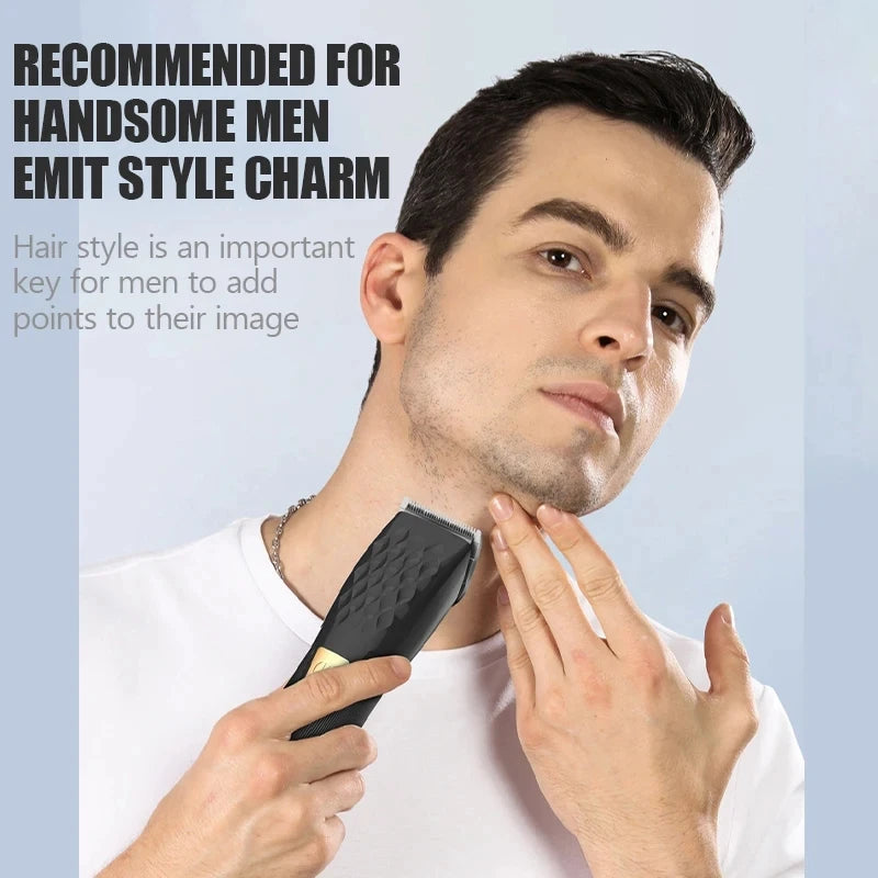 Cordless Professional Trimmer All Metal Body Low Noise Electric Clipper 2 in 1 Trimmer Hair Cutting Machine Rechargeable Men