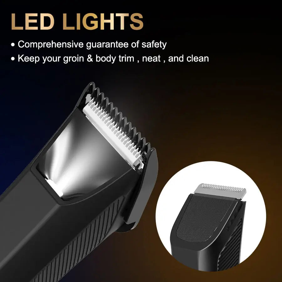 Groin Body Hair Trimmer Dual Head Skin Safe Trimmer Foil Blades Waterproof Wet Dry Groomer USB-C Rechargeable Ball Shaver